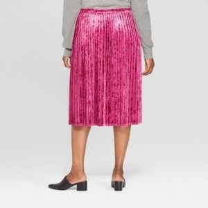 Plus Size Pleated Velvet Skirt - Ava & Viv Magenta